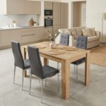 Σετ τραπεζαρία 5τμχ Darlen – Rosa Megapap χρώμα sapphire oak – γκρι/χρωμίου πόδι 125x72x74εκ.
