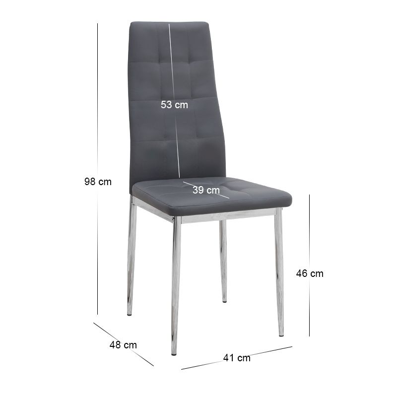 Σετ τραπεζαρία 5τμχ Darlen - Rosa Megapap χρώμα sapphire oak - γκρι/χρωμίου πόδι 125x72x74εκ. - Image 3