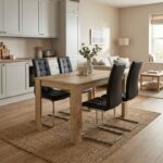 Σετ τραπεζαρία 5τμχ Darlen – Vela Megapap χρώμα sapphire oak – μαύρο 125x72x74εκ.