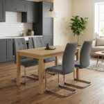 Σετ τραπεζαρία 5τμχ Darlen – Laura Megapap χρώμα sapphire oak – γκρι 125x72x74εκ.