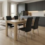 Σετ τραπεζαρία 5τμχ Darlen – Alma Megapap χρώμα sapphire oak – μαύρο 125x72x74εκ.