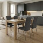 Σετ τραπεζαρία 5τμχ Darlen – Alma Megapap χρώμα sapphire oak – γκρι 125x72x74εκ.