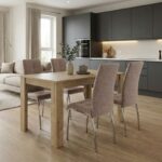 Σετ τραπεζαρία 5τμχ Darlen – Alma Megapap χρώμα sapphire oak – μπεζ 125x72x74εκ.