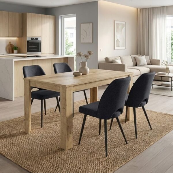 Σετ τραπεζαρία 5τμχ Darlen – Christy Megapap χρώμα sapphire oak – ανθρακί 125x72x74εκ.