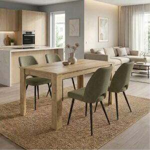 Σετ τραπεζαρία 5τμχ Darlen - Christy Megapap χρώμα sapphire oak - λαδί 125x72x74εκ.