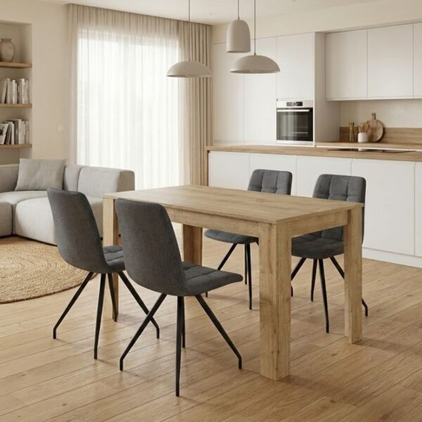 Σετ τραπεζαρία 5τμχ Darlen – Bianca Megapap χρώμα sapphire oak – γκρι 125x72x74εκ.