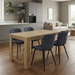 Σετ τραπεζαρία 5τμχ Darlen – Chiara Megapap χρώμα sapphire oak – ανθρακί 125x72x74εκ.