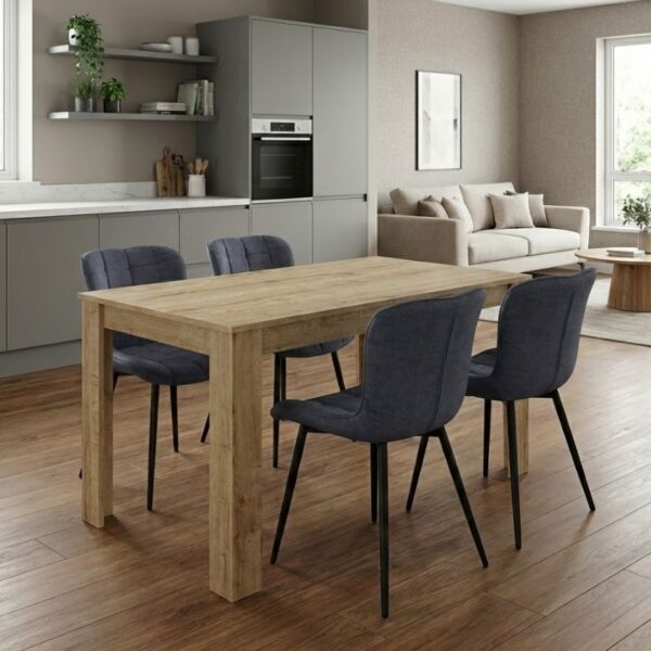 Σετ τραπεζαρία 5τμχ Darlen – Chiara Megapap χρώμα sapphire oak – ανθρακί 125x72x74εκ.