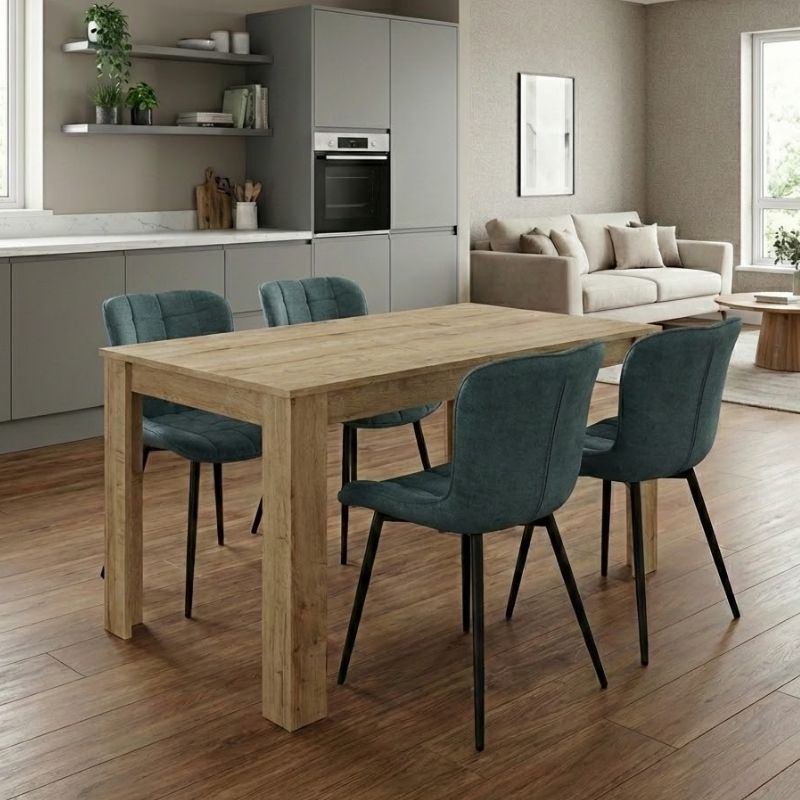Σετ τραπεζαρία 5τμχ Darlen – Chiara Megapap χρώμα sapphire oak – πράσινο 125x72x74εκ.