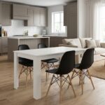 Σετ τραπεζαρία 5τμχ Darlen – Nova Megapap χρώμα λευκό – μαύρο 125x72x74εκ.