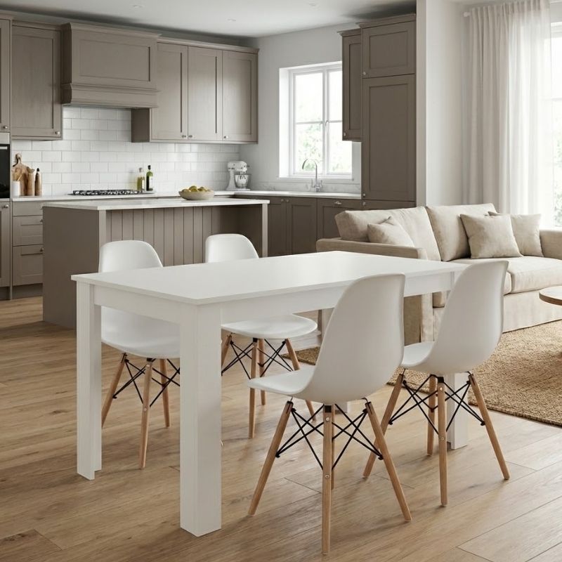 Σετ τραπεζαρία 5τμχ Darlen – Nova Megapap χρώμα λευκό 125x72x74εκ.