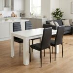 Σετ τραπεζαρία 5τμχ Darlen – Rosa Megapap χρώμα λευκό – μαύρο 125x72x74εκ.