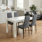 Σετ τραπεζαρία 5τμχ Darlen – Rosa Megapap χρώμα λευκό – γκρι 125x72x74εκ.
