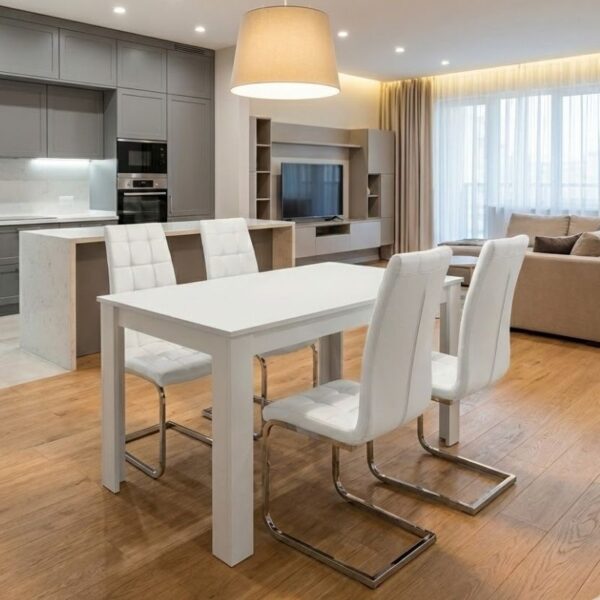 Σετ τραπεζαρία 5τμχ Darlen – Vela Megapap χρώμα λευκό 125x72x74εκ.
