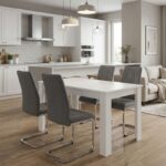Σετ τραπεζαρία 5τμχ Darlen – Laura Megapap χρώμα λευκό – γκρι 125x72x74εκ.