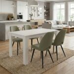 Σετ τραπεζαρία 5τμχ Darlen – Christy Megapap χρώμα λευκό – λαδί 125x72x74εκ.