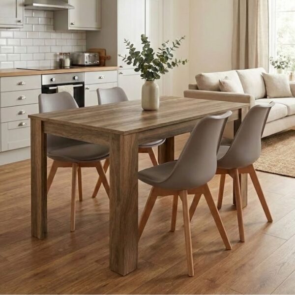 Σετ τραπεζαρία 5τμχ Darlen – Viva Megapap χρώμα καρυδί – cappuccino 125x72x74εκ.