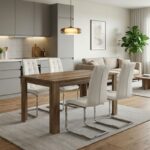 Σετ τραπεζαρία 5τμχ Darlen – Vela Megapap χρώμα καρυδί – λευκό 125x72x74εκ.