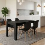 Σετ τραπεζαρία 5τμχ Darlen – Nova Megapap χρώμα sencron black – μαύρο 125x72x74εκ.