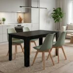Σετ τραπεζαρία 5τμχ Darlen – Viva Megapap χρώμα sencron black – φυστικί 125x72x74εκ.