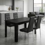 Σετ τραπεζαρία 5τμχ Darlen – Rosa Megapap χρώμα sencron black – μαύρο/χρωμίου πόδι 125x72x74εκ.