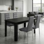 Σετ τραπεζαρία 5τμχ Darlen – Rosa Megapap χρώμα sencron black – γκρι/χρωμίου πόδι 125x72x74εκ.
