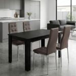 Σετ τραπεζαρία 5τμχ Darlen – Rosa Megapap χρώμα sencron black – καφέ/χρωμίου πόδι 125x72x74εκ.
