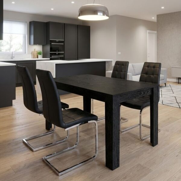 Σετ τραπεζαρία 5τμχ Darlen – Vela Megapap χρώμα sencron black – μαύρο 125x72x74εκ.