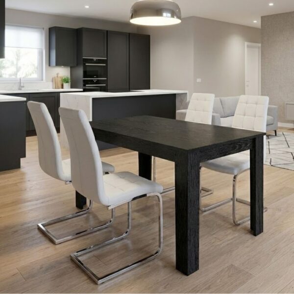 Σετ τραπεζαρία 5τμχ Darlen – Vela Megapap χρώμα sencron black – λευκό 125x72x74εκ.