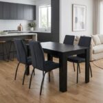 Σετ τραπεζαρία 5τμχ Darlen – Fina Megapap χρώμα sencron black – ανθρακί 125x72x74εκ.