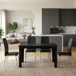 Σετ τραπεζαρία 5τμχ Darlen – Alma Megapap χρώμα sencron black – μαύρο 125x72x74εκ.