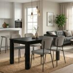 Σετ τραπεζαρία 5τμχ Darlen – Kevin Megapap χρώμα sencron black – λαδί 125x72x74εκ.