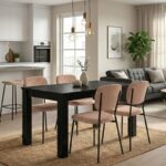 Σετ τραπεζαρία 5τμχ Darlen – Kevin Megapap χρώμα sencron black – μόκα 125x72x74εκ.