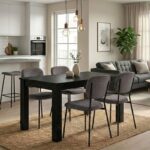 Σετ τραπεζαρία 5τμχ Darlen – Kevin Megapap χρώμα sencron black – γκρι 125x72x74εκ.