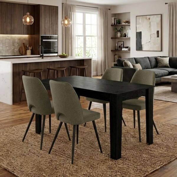 Σετ τραπεζαρία 5τμχ Darlen – Christy Megapap χρώμα sencron black – λαδί 125x72x74εκ.