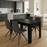 Σετ τραπεζαρία 5τμχ Darlen – Bianca Megapap χρώμα sencron black – γκρι 125x72x74εκ.