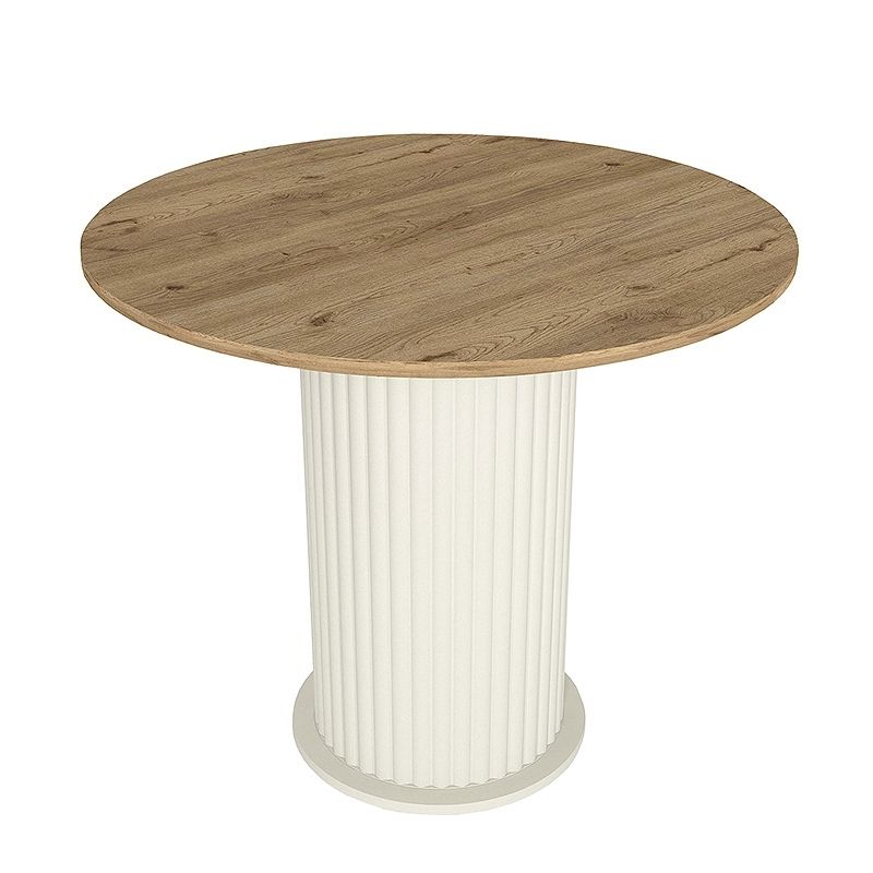 Σετ τραπεζαρία 5τμχ Bohema - Viva Megapap χρώμα ivory/sepet oak - φυστικί Ø90x77,7εκ. - Image 4