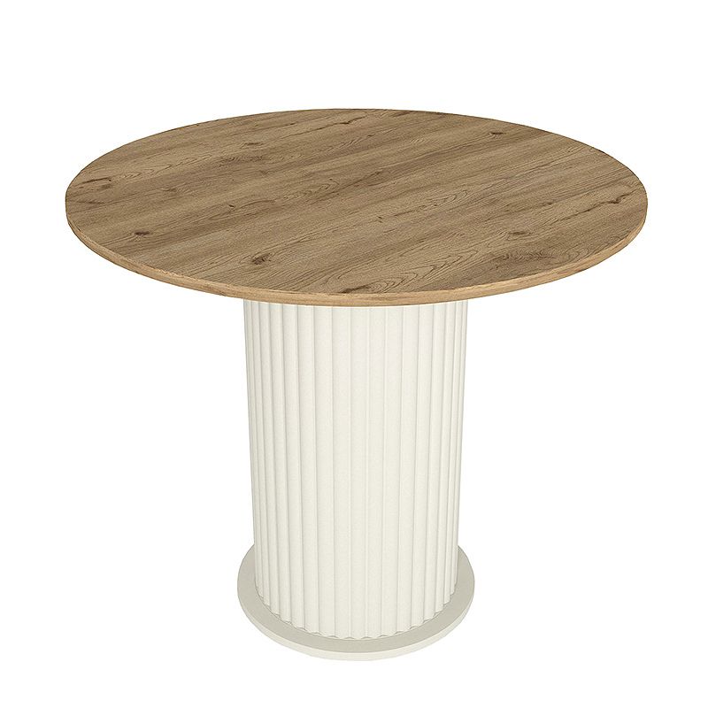 Σετ τραπεζαρία 5τμχ Bohema - Rosa Megapap χρώμα ivory/sepet oak - γκρι Ø90x77,7εκ. - Image 4