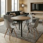 Σετ τραπεζαρία 5τμχ Xana – Nova Megapap χρώμα sepet oak – γκρι Ø90×77,5εκ.