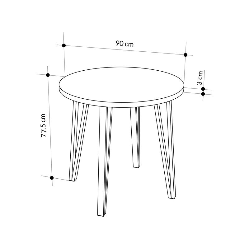 Σετ τραπεζαρία 5τμχ Xana - Rosa Megapap χρώμα sepet oak - μαύρο Ø90x77,5εκ. - Image 6